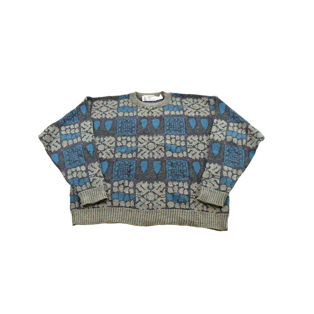 Vintage 1990s London Fog Abstract Knit Crewneck Sweater Men's M