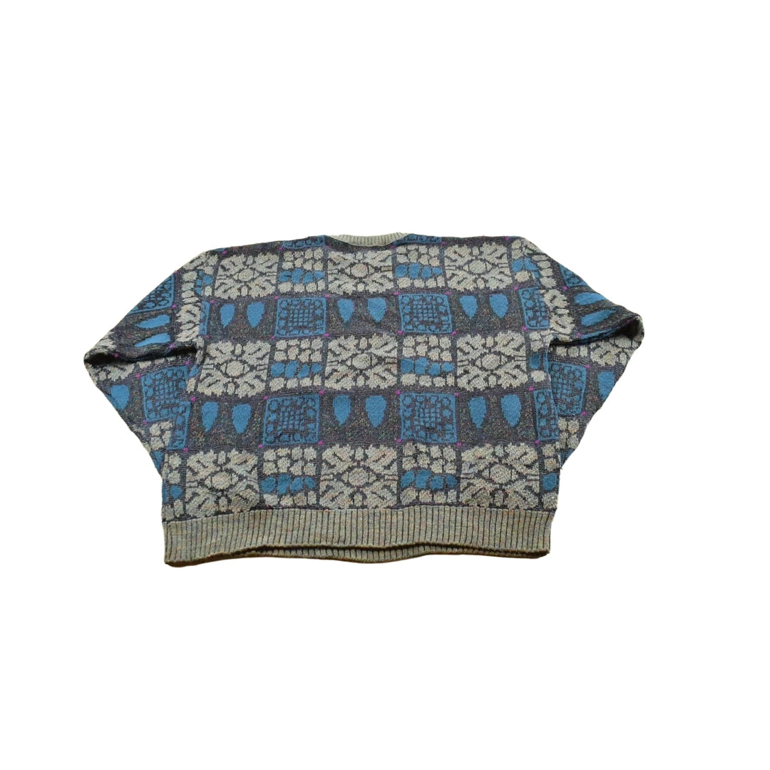 Vintage 1990s London Fog Abstract Knit Crewneck Sweater Men's M