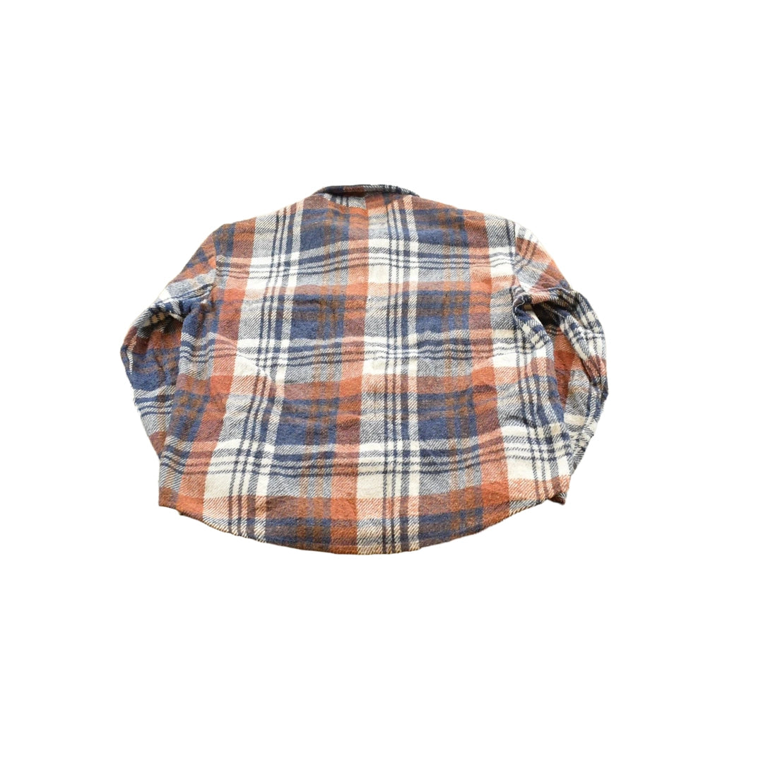 Vintage 1980s Campus CPO Wool Blend Plaid Flannel Button Up Shirt Men's L