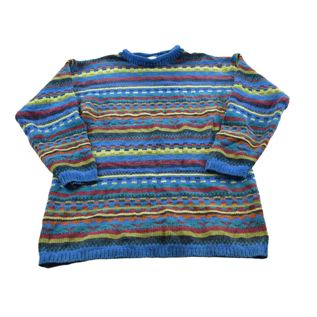 Vintage 1980s Best United Garment Company Striped Acrylic Knit Sweater Women's M