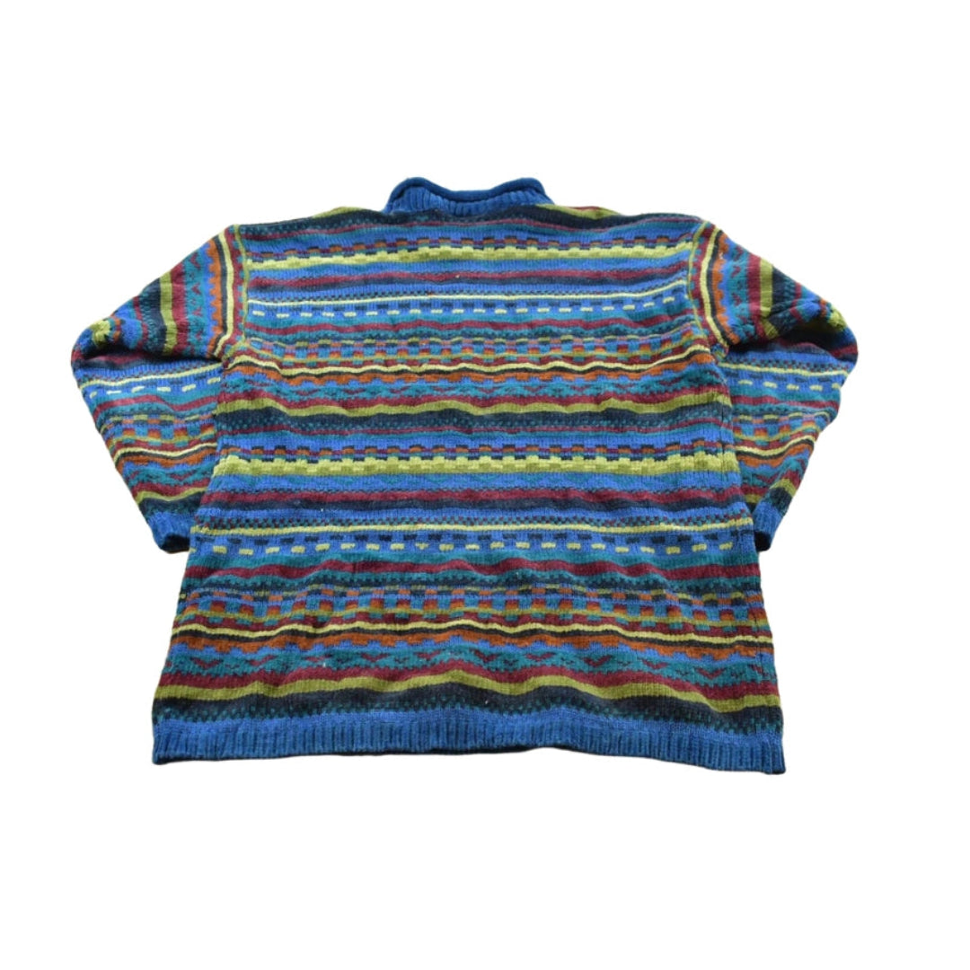 Vintage 1980s Best United Garment Company Striped Acrylic Knit Sweater Women's M