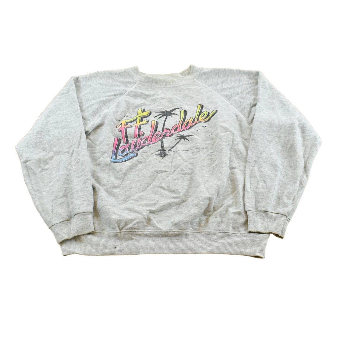 Vintage 1980s Ft Lauderdale Florida Raglan Crewneck Sweatshirt Men's S