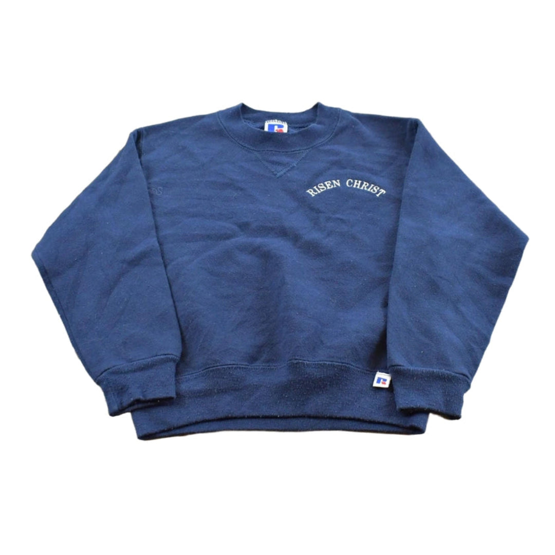 Vintage 1990s Russell Athletic Risen Christ Embroidered Sweatshirt Youth S