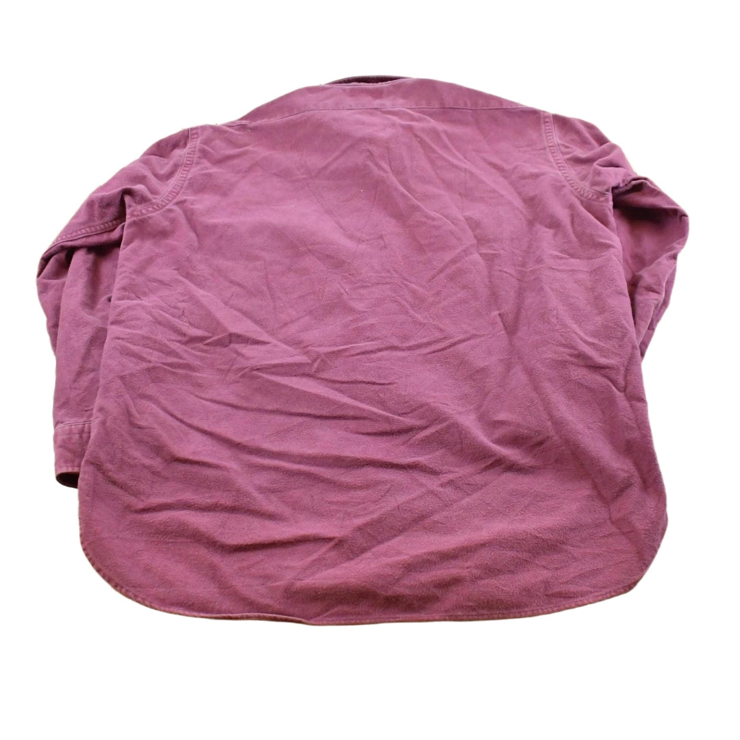 Vintage 1990s L.L. Bean Maroon Chamois Cloth Embroidered Fly Fishing Button Up Shirt Men's L