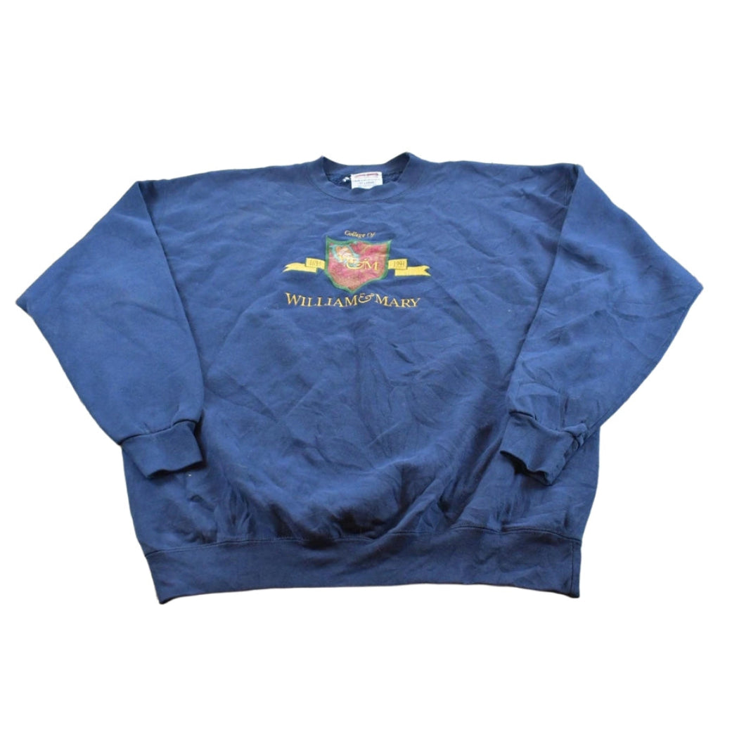 Vintage 1990s College William & Mary Collegiate University Embroidered Crewneck Sweatshirt Men's XL