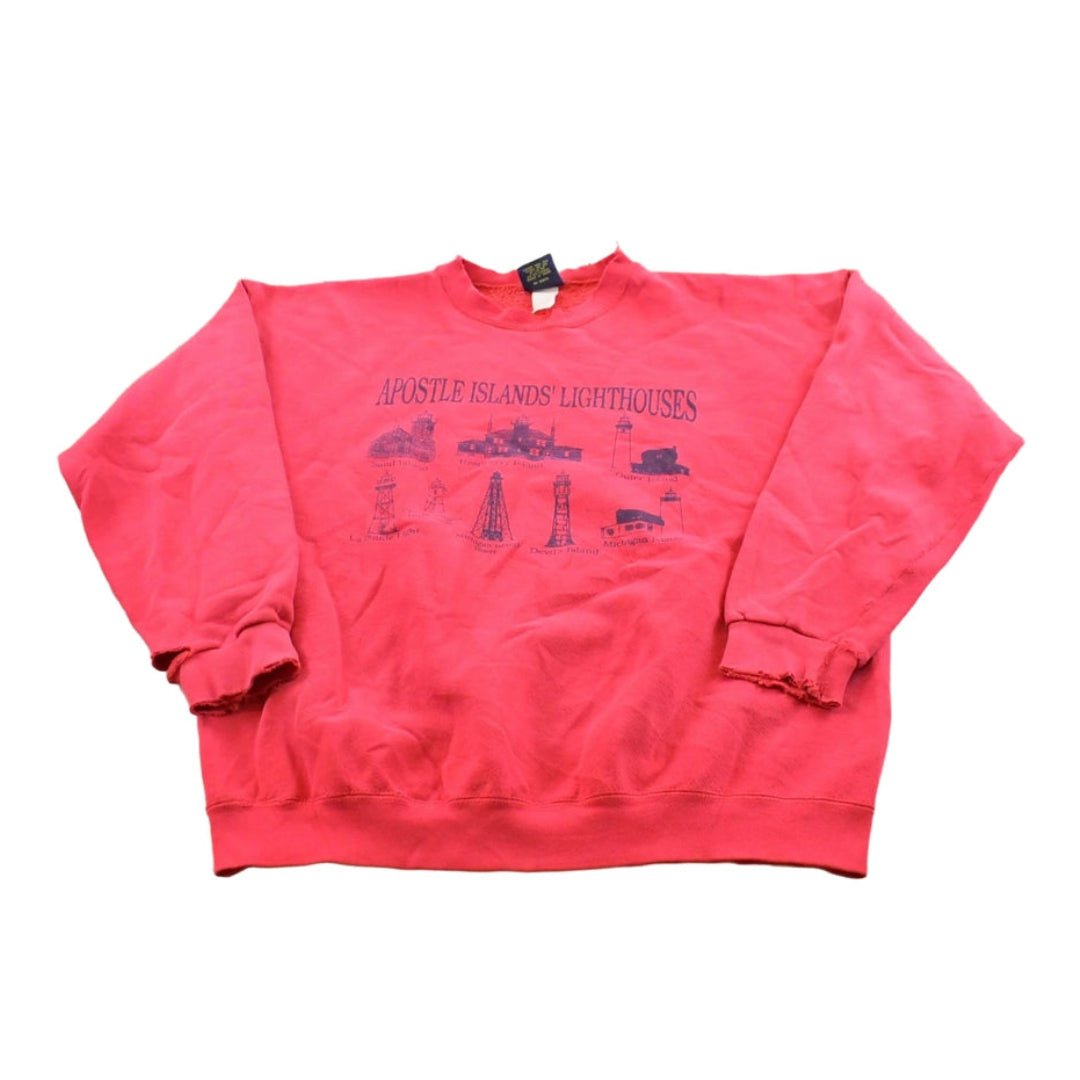 Vintage 1990s Apostle Islands Lighthouses Souvenir Crewneck Sweatshirt Men's L