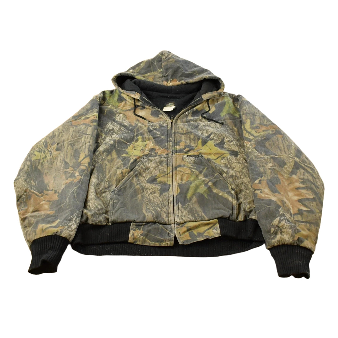 Vintage 1990s Wolf Mountain Tree Camo Full Zip Hunting Jacket Men's XL
