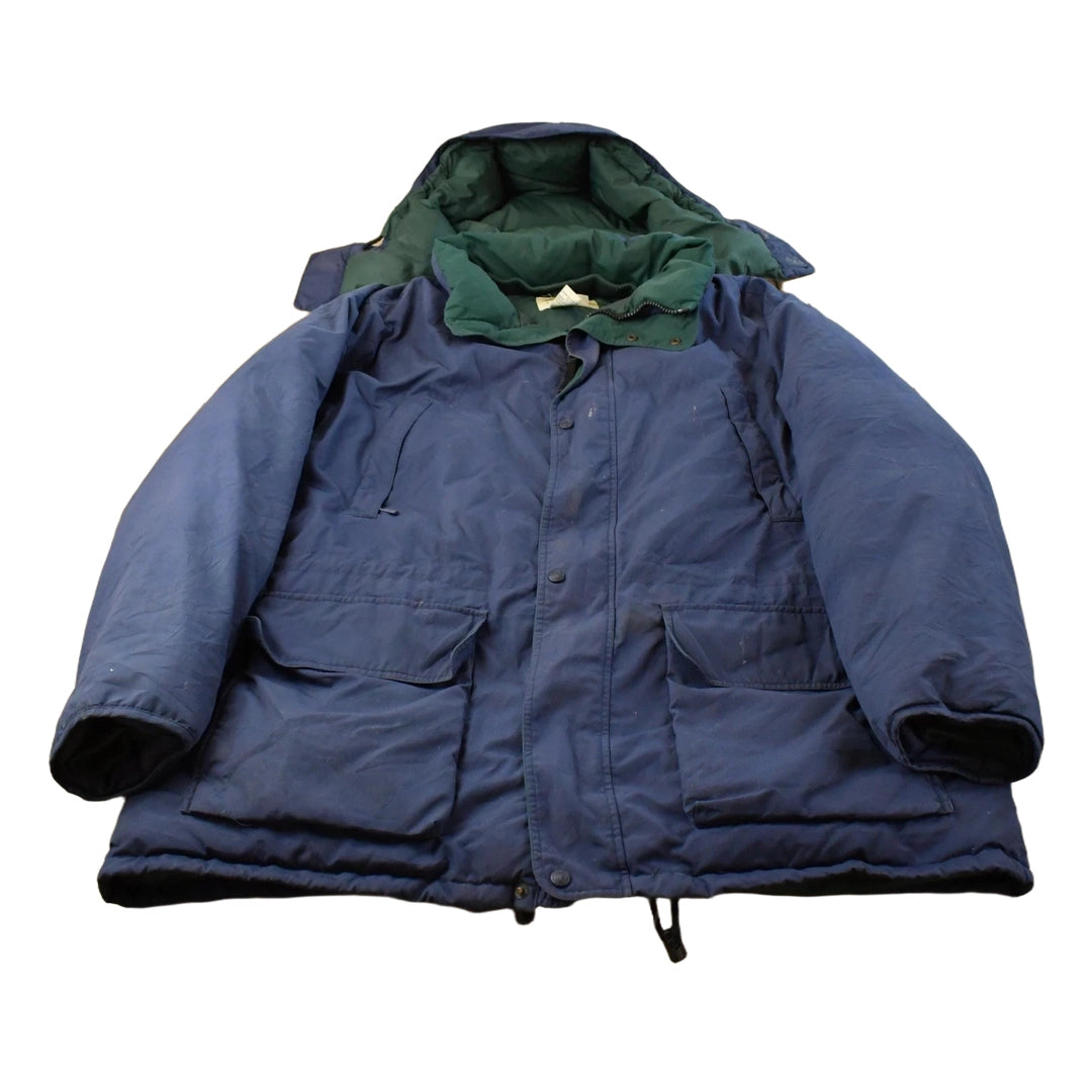 Vintage 1990s Eddie Bauer Ridgeline Goose Down Hooded Jacket Men's 2XL Tall