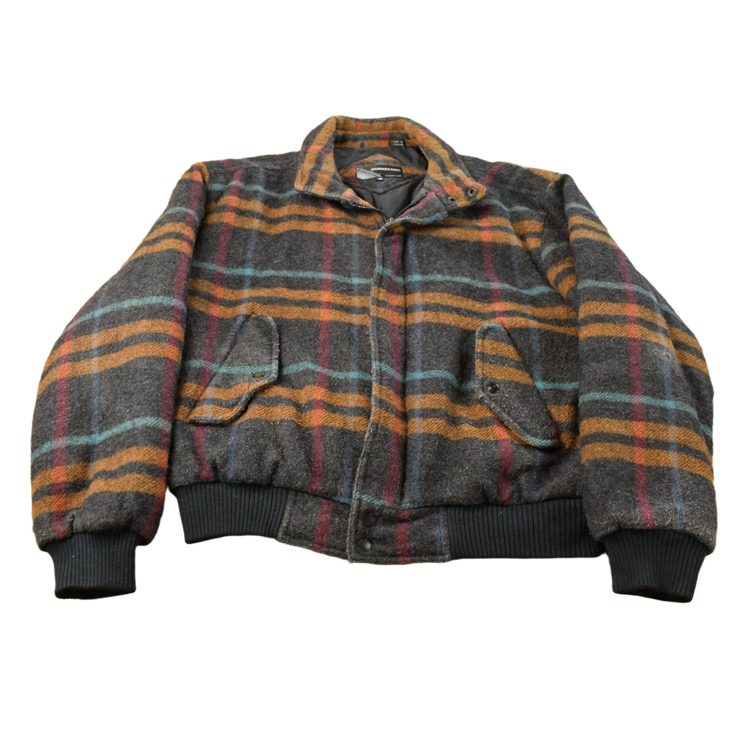 Vintage 1990s Members Only Plaid Wool Jacket Men's Medium