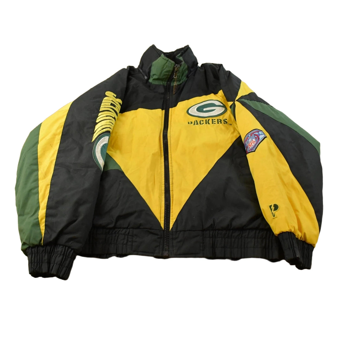 Vintage 1990s Green Bay Packers NFL Football Pro Player Puffer Jacket Men's Medium