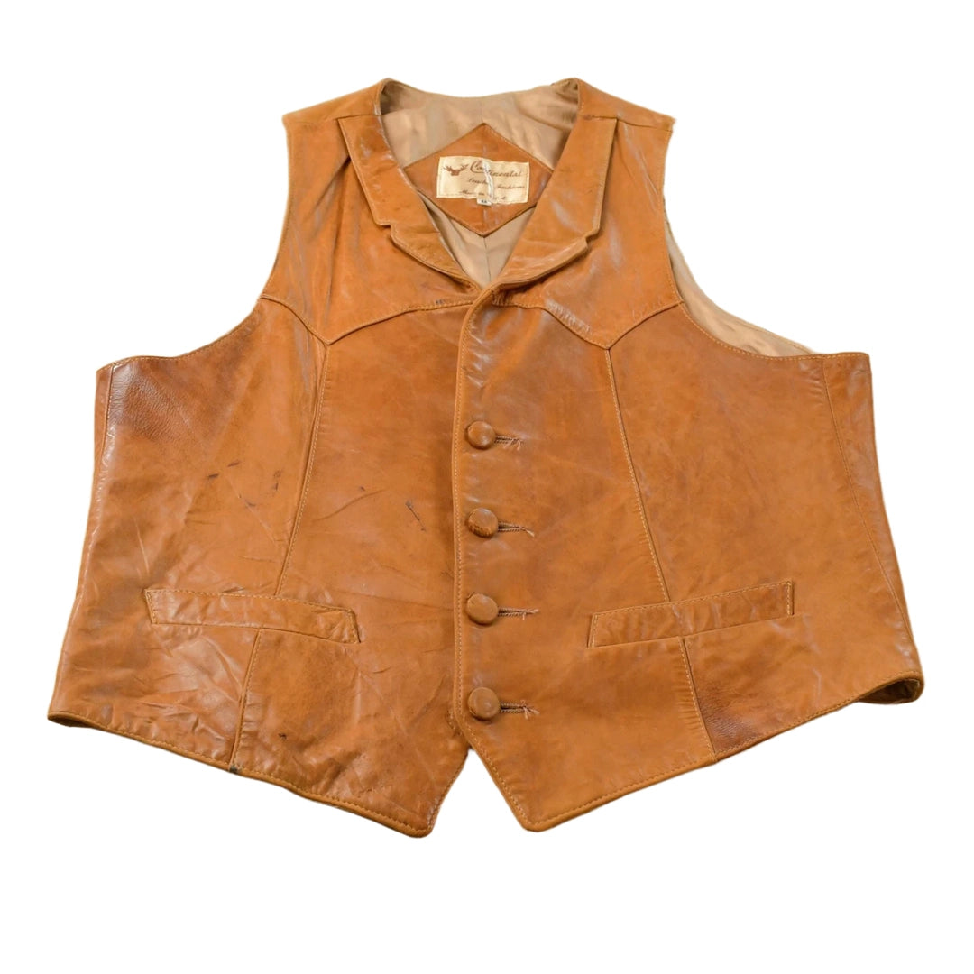 Vintage 1980s Continental Leather Western Vest Jacket Men's M