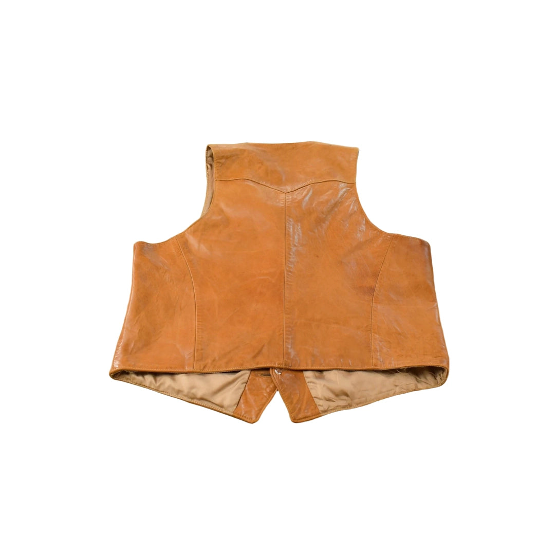 Vintage 1980s Continental Leather Western Vest Jacket Men's M