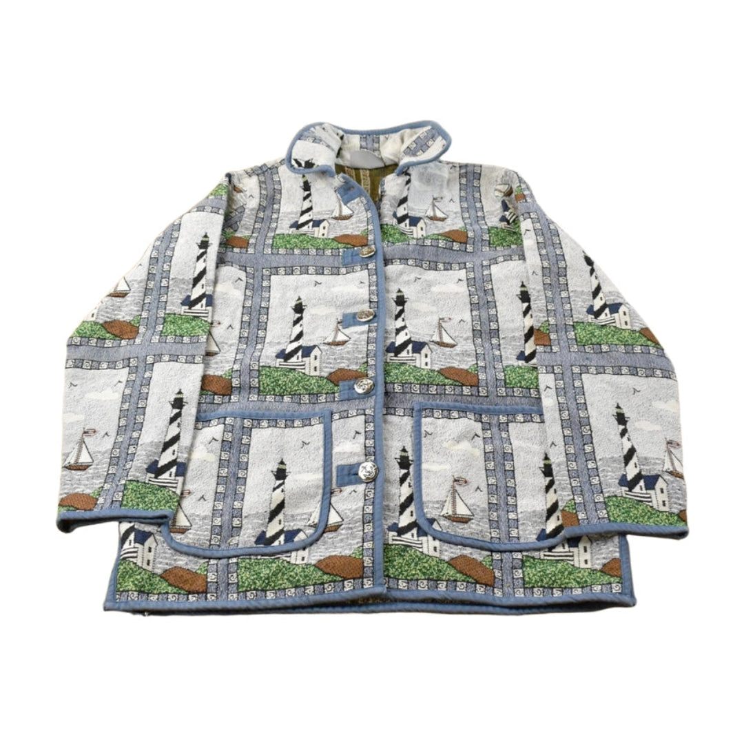 Vintage 1990s Blair Button Up Patch Work Tapestry Jacket Women's M