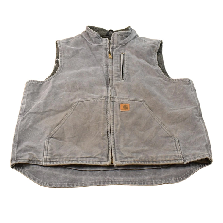 Vintage 2000s Carhartt Sun Faded Distressed Sherpa Lined Jacket Vest Mens L