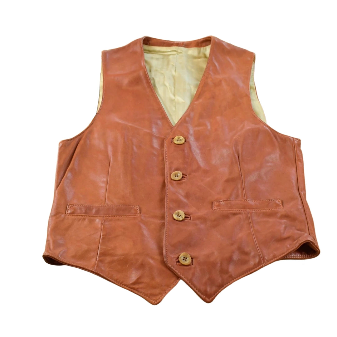 Vintage 1980s Leather Western Vest Jacket Men's S