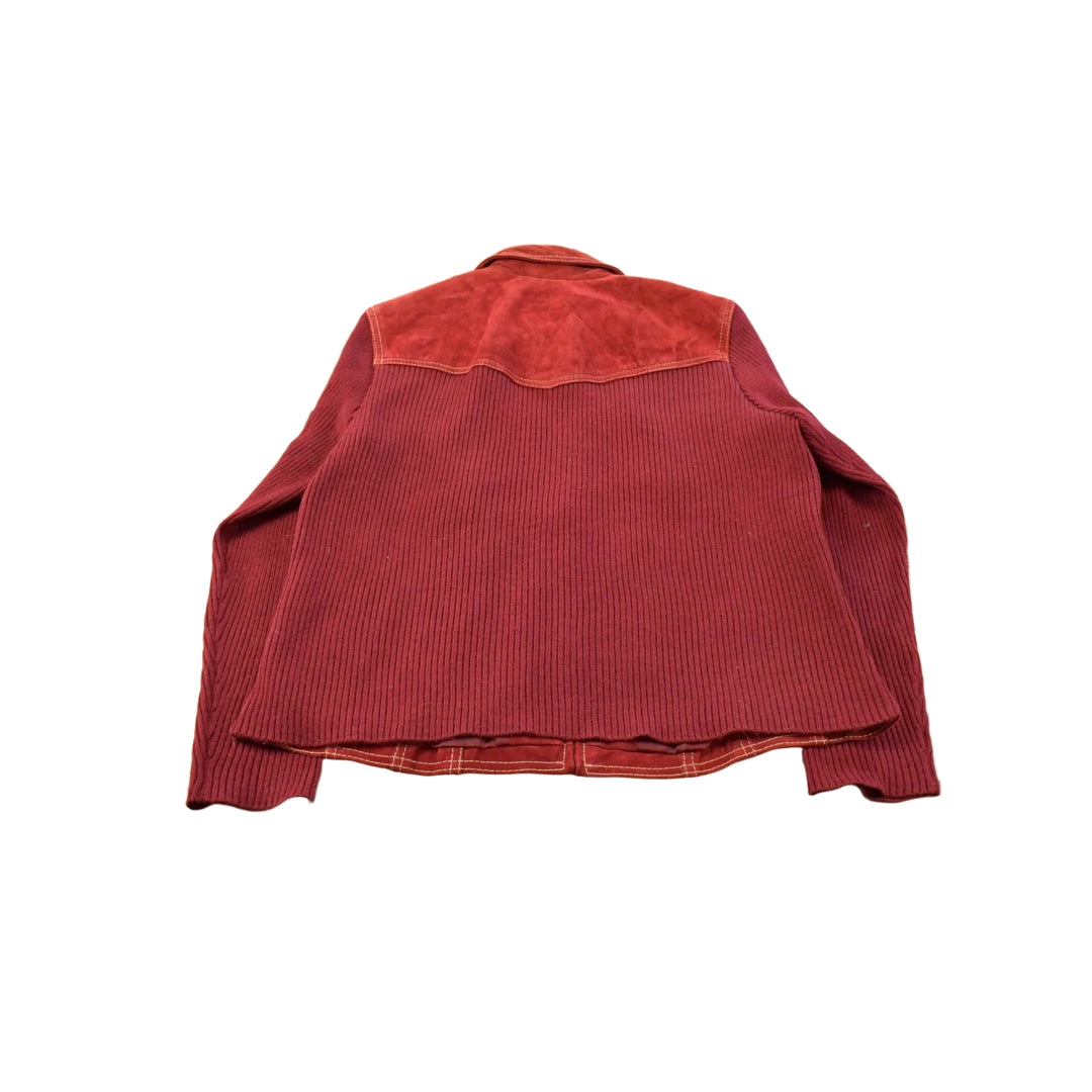 Vintage 1990s Cold Water Creek Leather Suede Knit Jacket Women's L