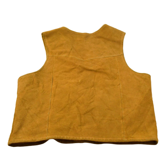 Vintage 1980s Deerskin Trading Post Western Leather Suede Sherpa Pile Lined Vest Jacket Men's M