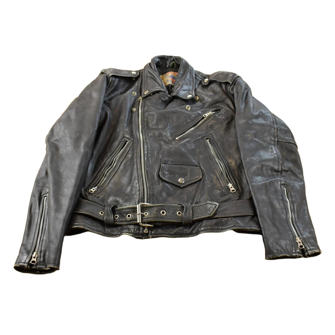 Vintage 1980s Vanguard Biker Leather Jacket Men's Small