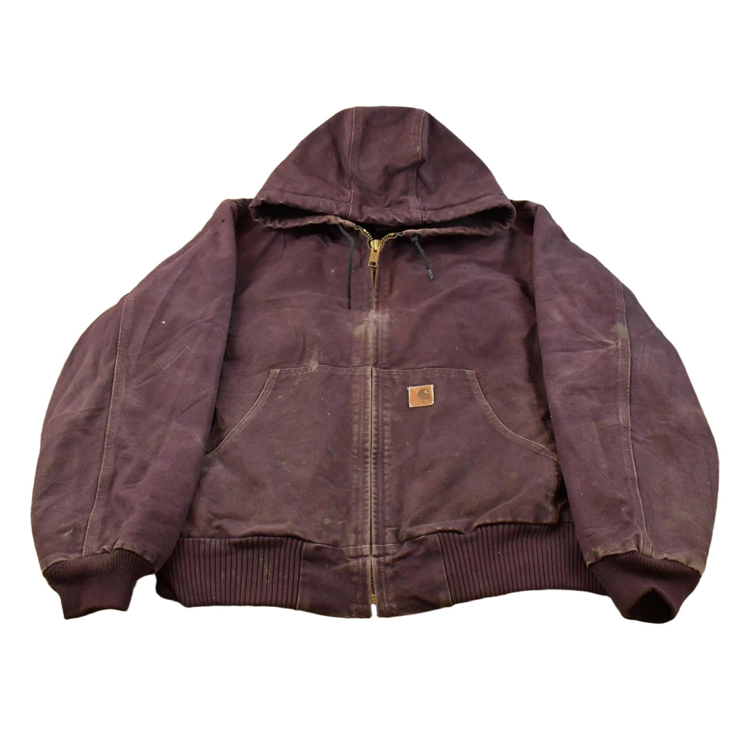 Vintage 2000s Carhartt Plum Canvas Hooded Jacket Men's L