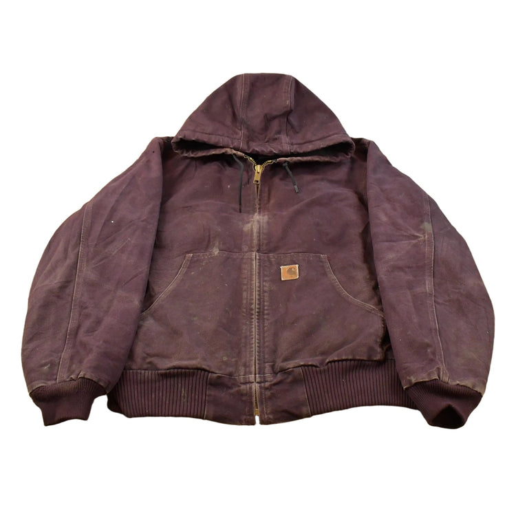 Vintage 2000s Carhartt Plum Canvas Hooded Jacket Men's L