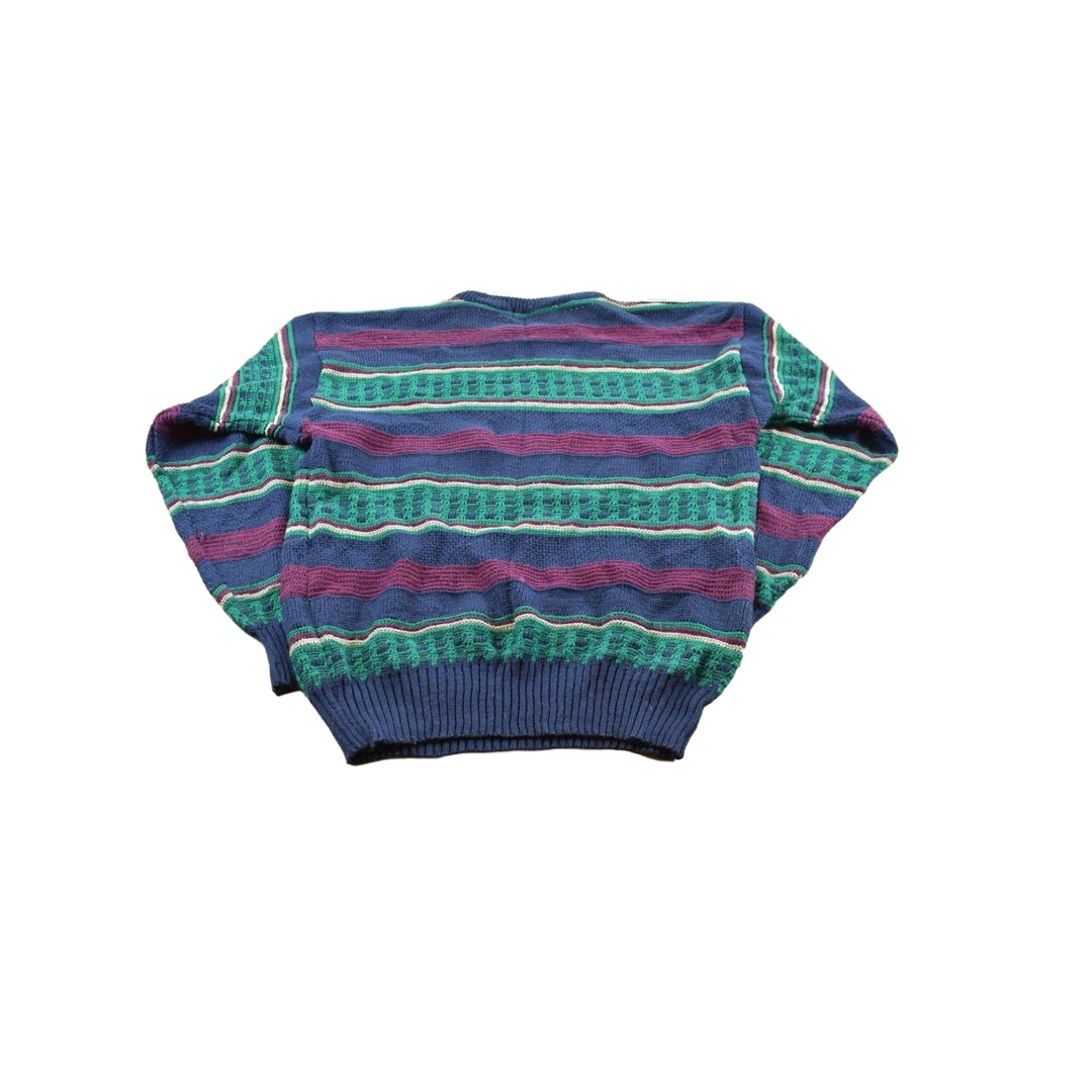 Vintage 1990s Van Heusen Acrylic Knit Striped Crewneck Sweater Men's M