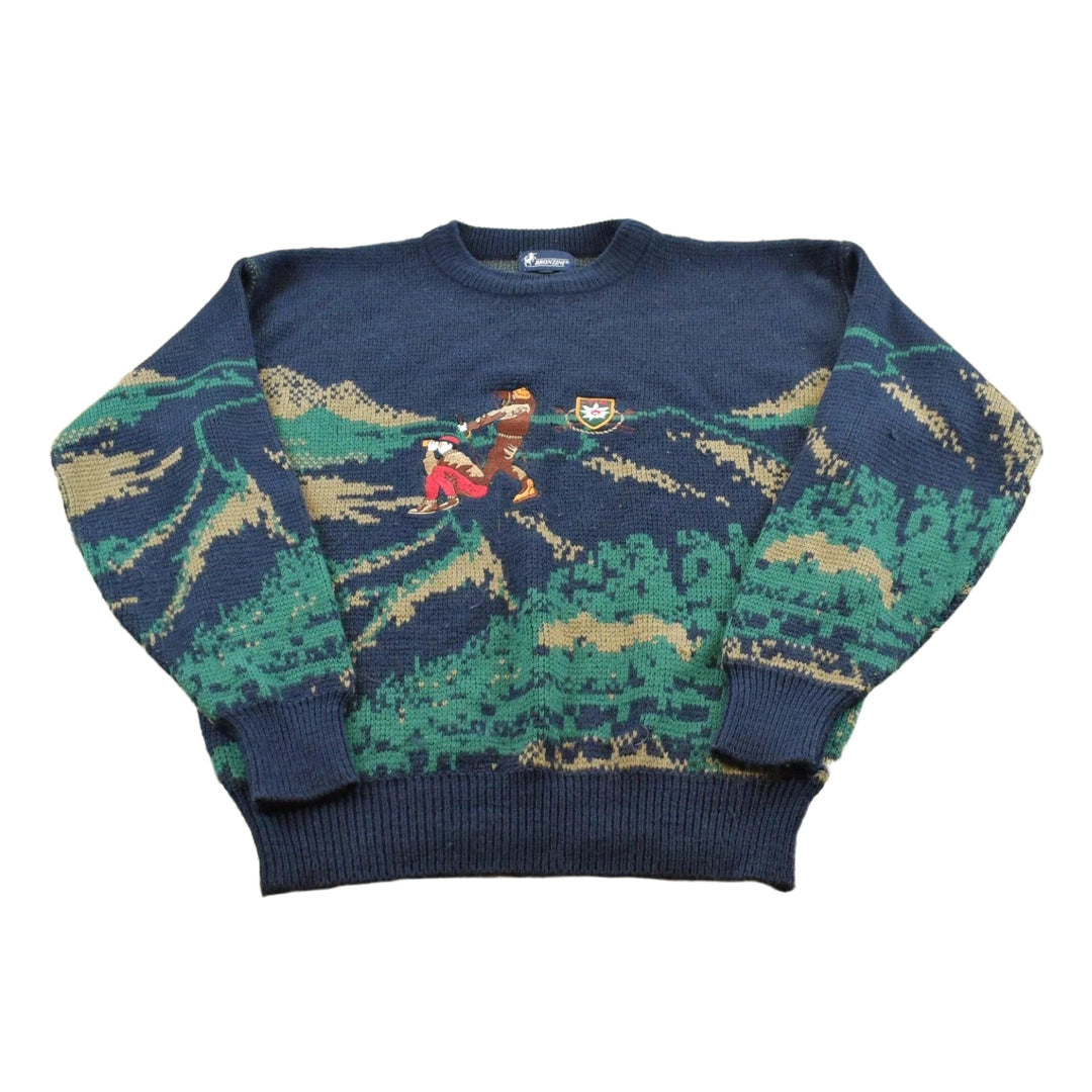 Vintage 1990s Bronzini Embroidered Golf Knit Crewneck Sweater Men's M