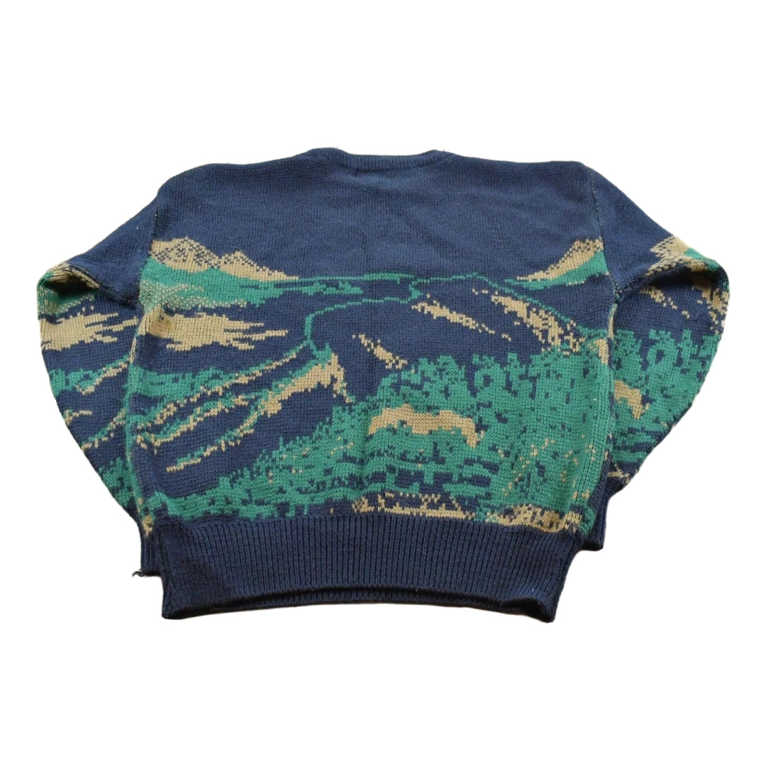 Vintage 1990s Bronzini Embroidered Golf Knit Crewneck Sweater Men's M
