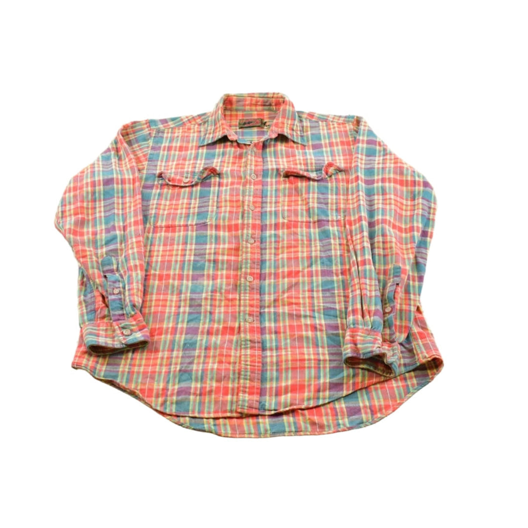 Vintage 1990s Boston Traders Plaid Flannel Button Up Shirt Men's M