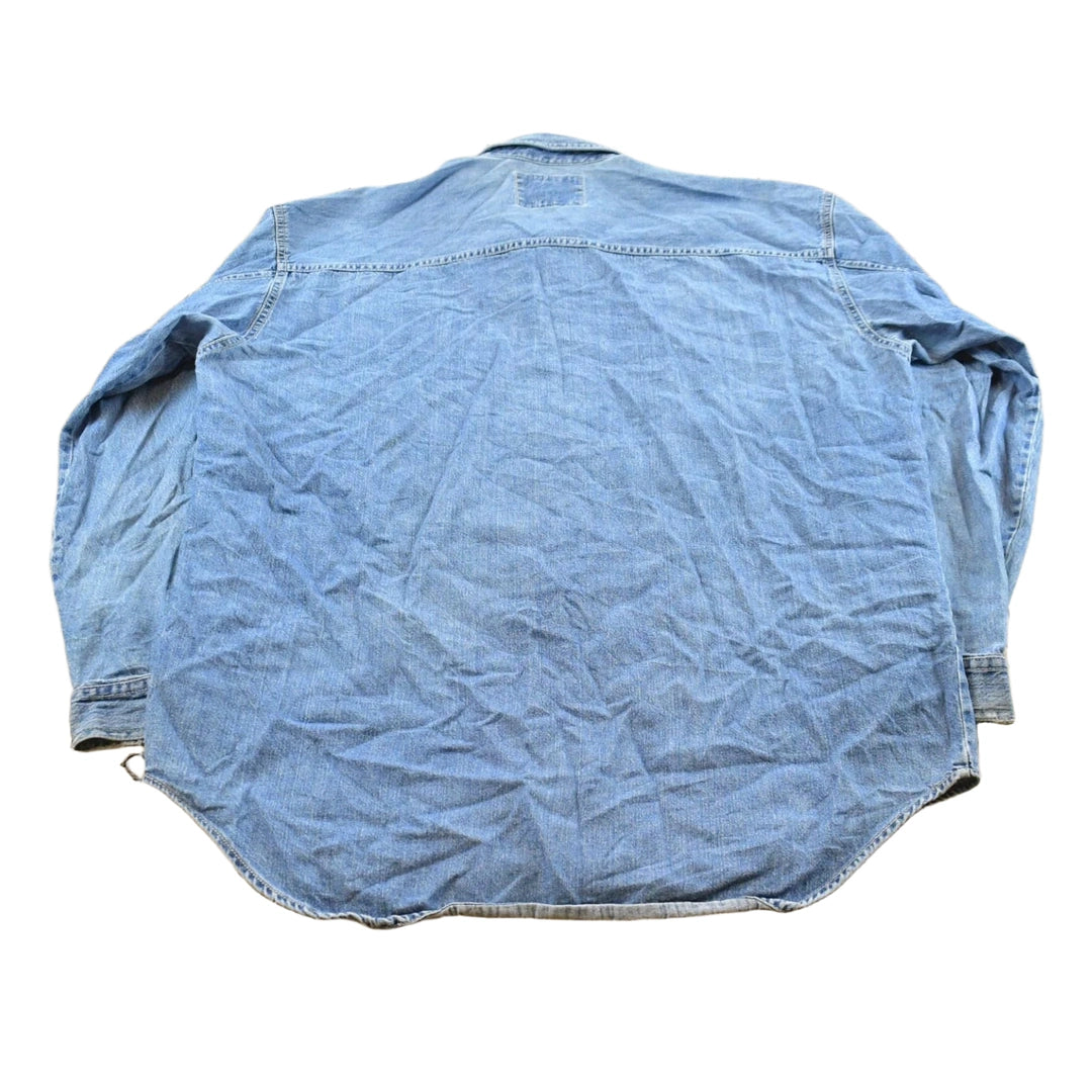 Vintage 1990s Distressed Levis Red Tab Denim Heavyweight Button Up Shirt Men's XL