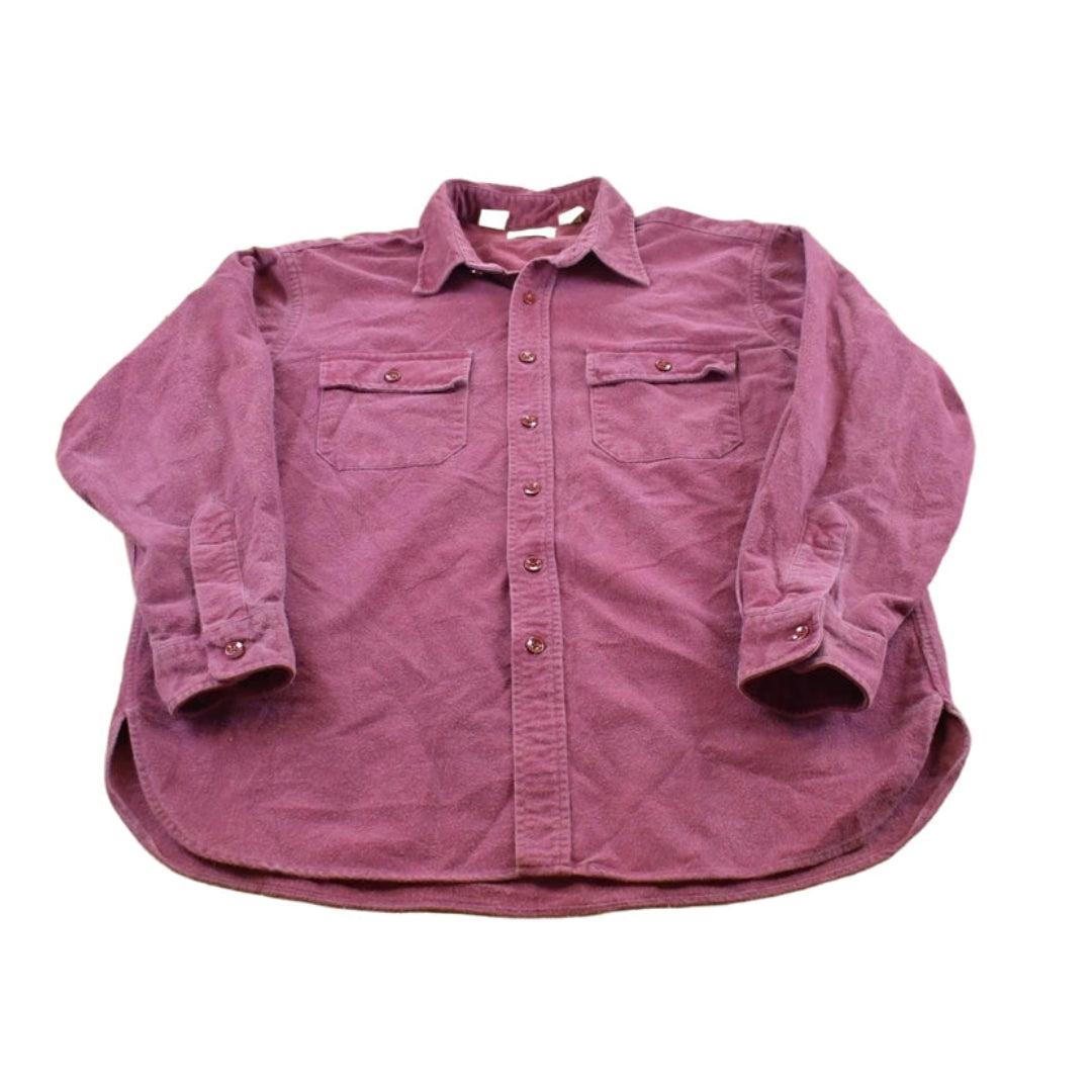 Vintage 1990s L.L. Bean Maroon Chamois Cloth Button Up Shirt Men's XL