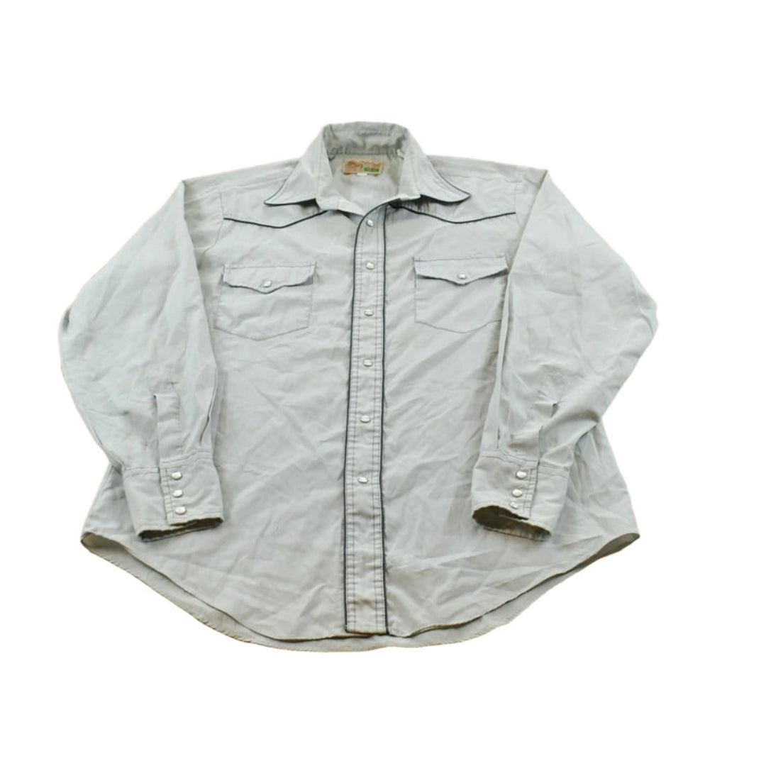 Vintage 1980s ATB Western Shirt Pearl Snap Button Up Shirt Men's L