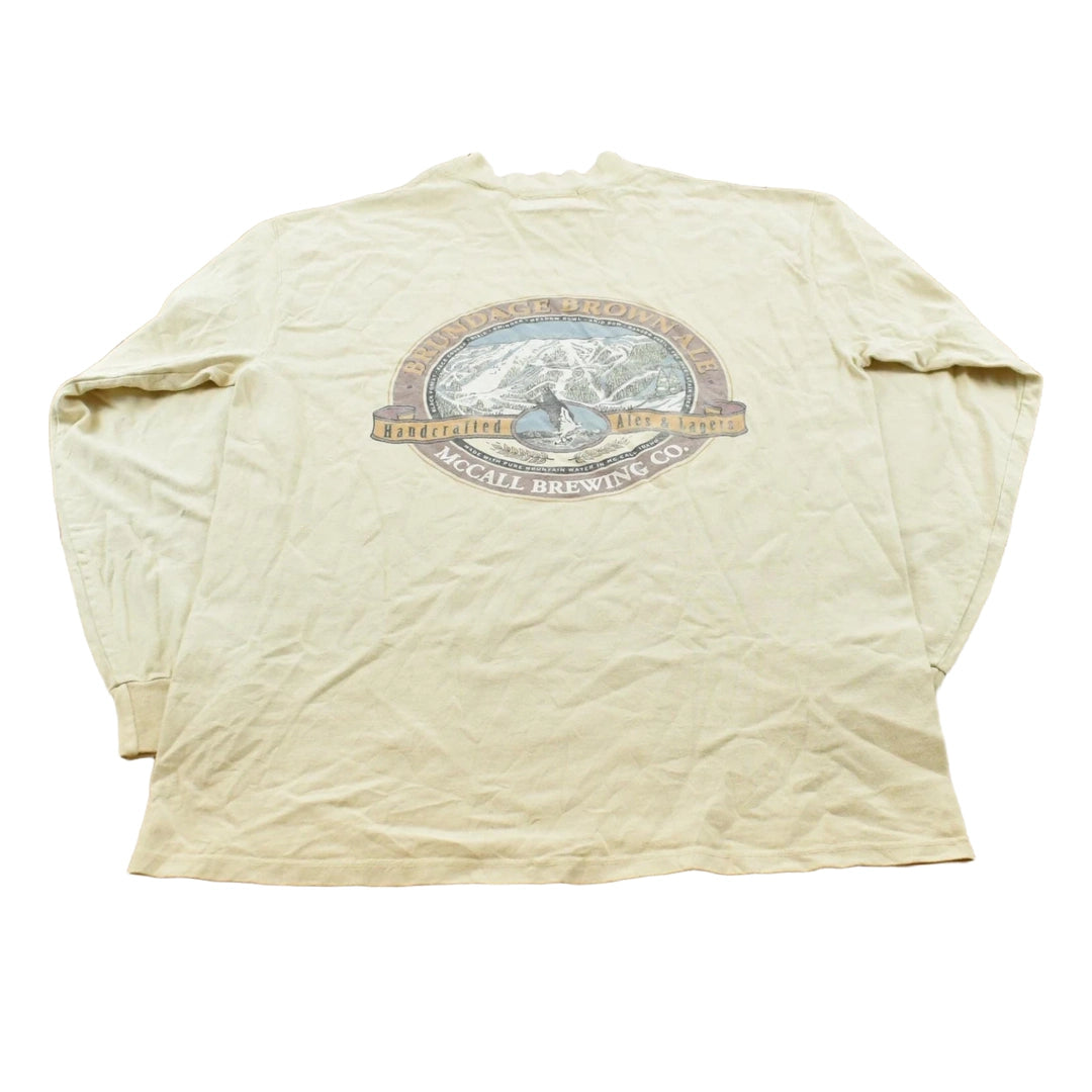 Vintage 1990s McCall Brewing Co Brundage Brown Ale Promotional Long Sleeve T-Shirt Men's M