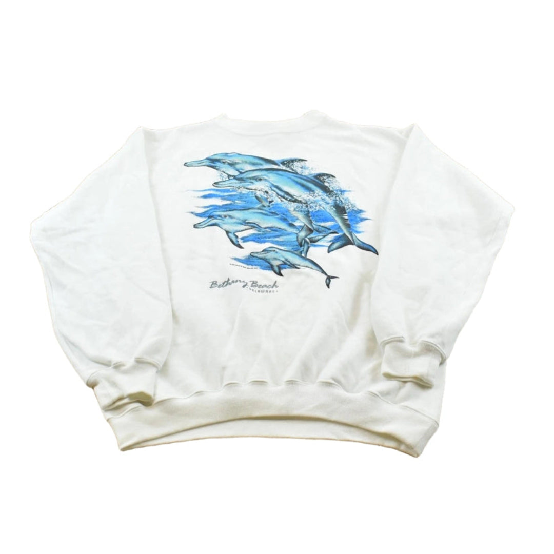 Vintage 1992 Bethany Beach Delaware Dolphins Souvenir Crewneck Sweatshirt Men's M