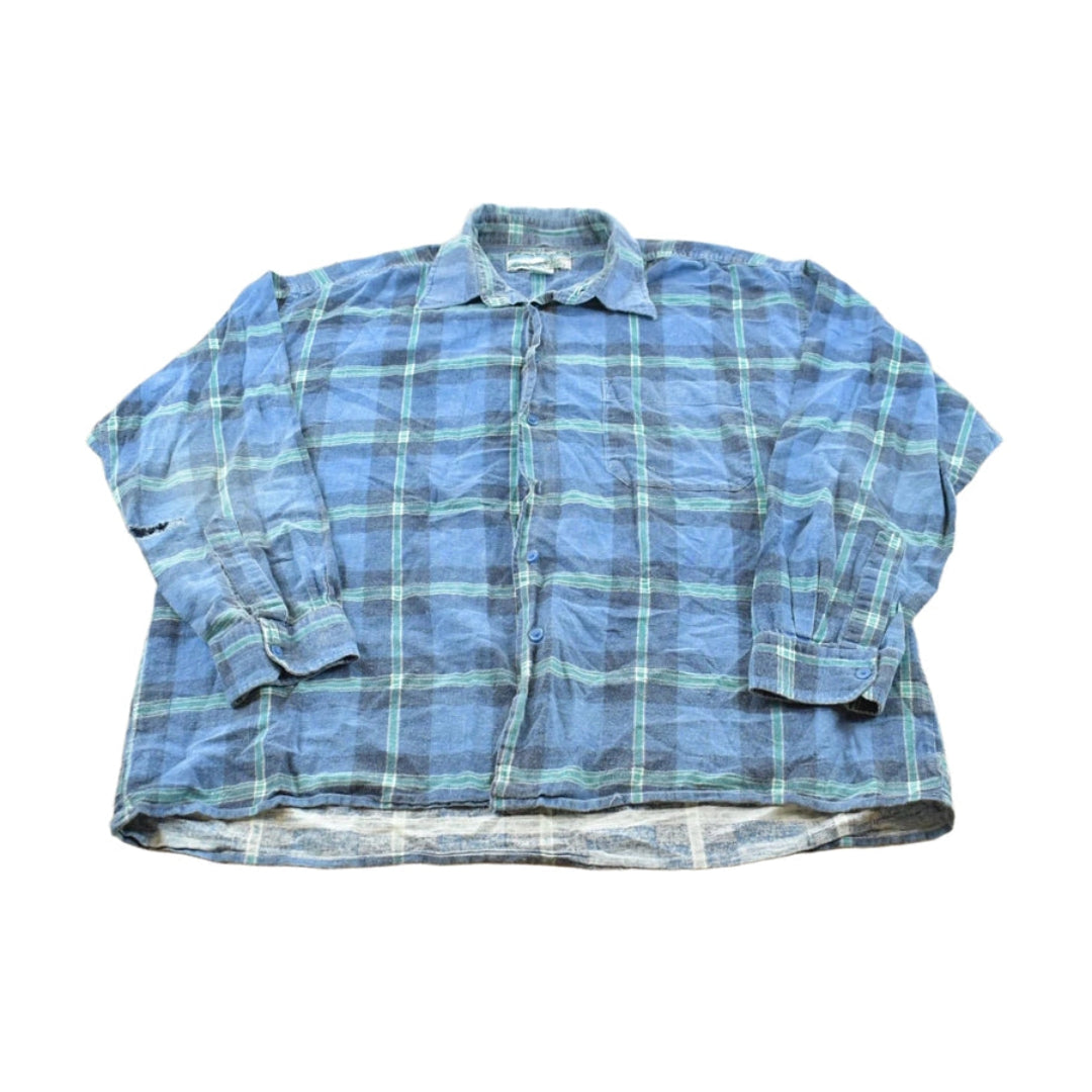 Vintage 1990s Oakland Outdoors Plaid Printed Cotton Flannel Button Up Shirt Men's XL