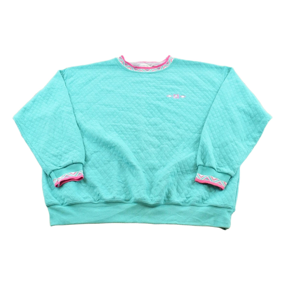 Vintage 1980s Boundary Waters Quilted Embroidered Crewneck Sweatshirt Women's L