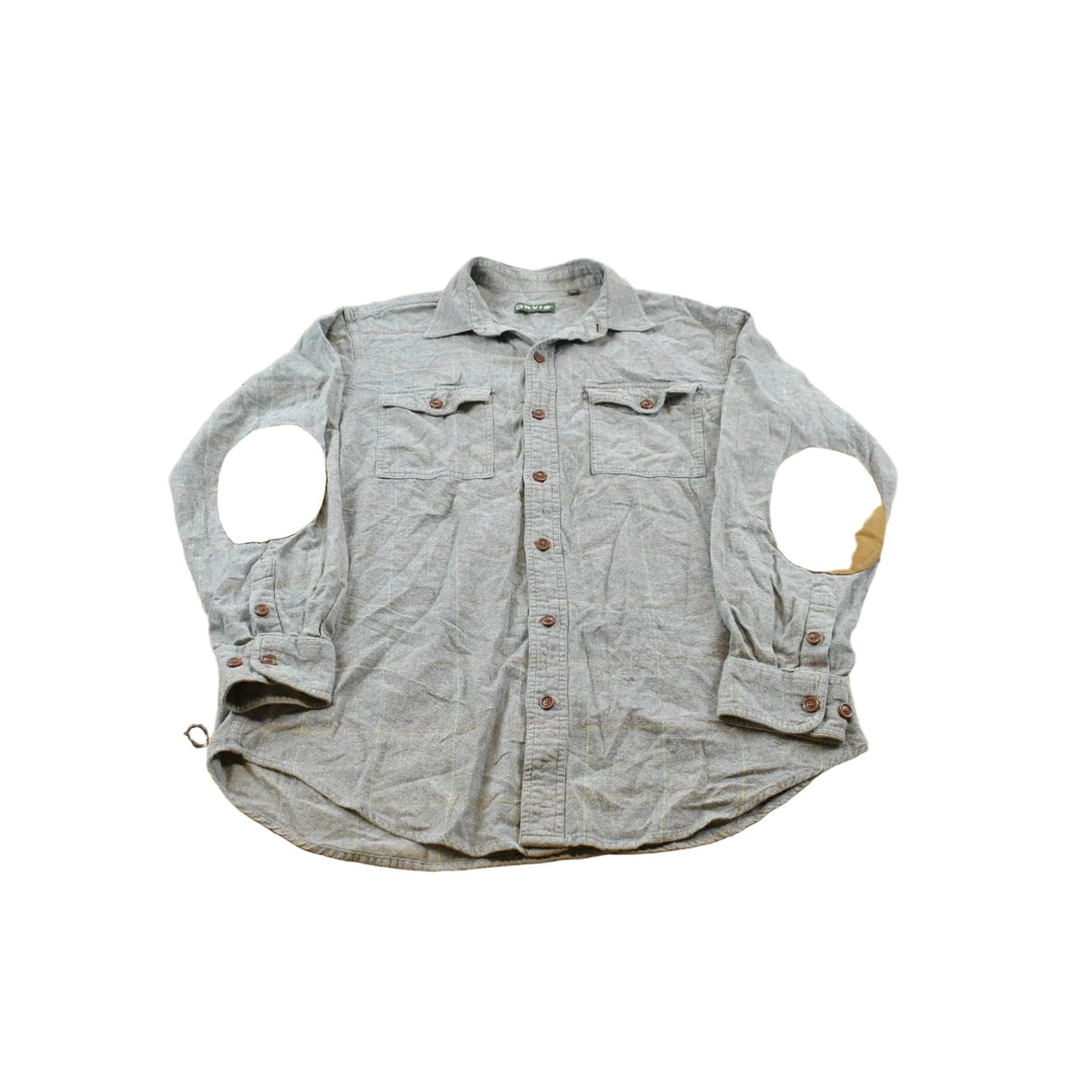 Vintage 1990s Orvis Elbow Patches Button Up Plaid Flannel Shirt Men's L