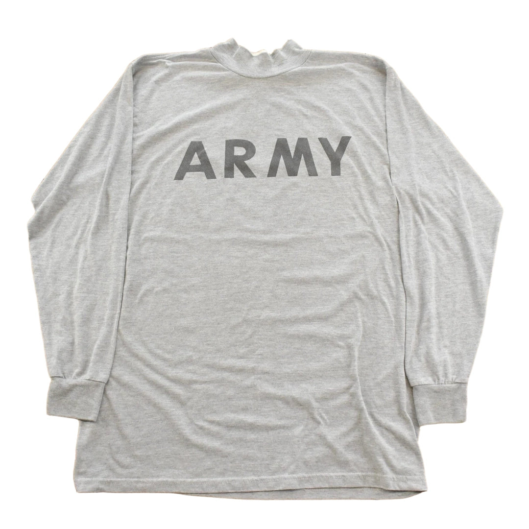 Vintage 1990 Army Heather Grey Mock Neck Long Sleeve T Shirt Men's M