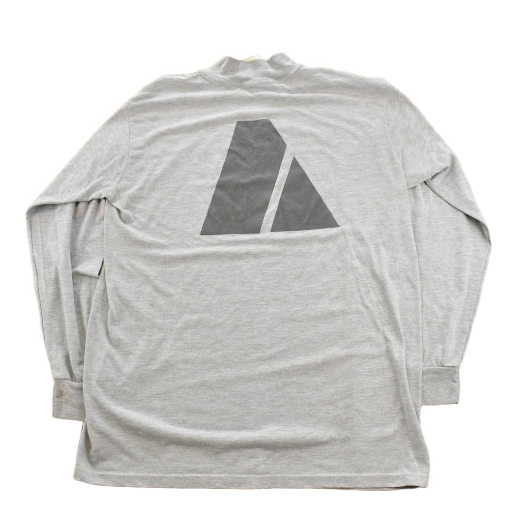 Vintage 1990 Army Heather Grey Mock Neck Long Sleeve T Shirt Men's M