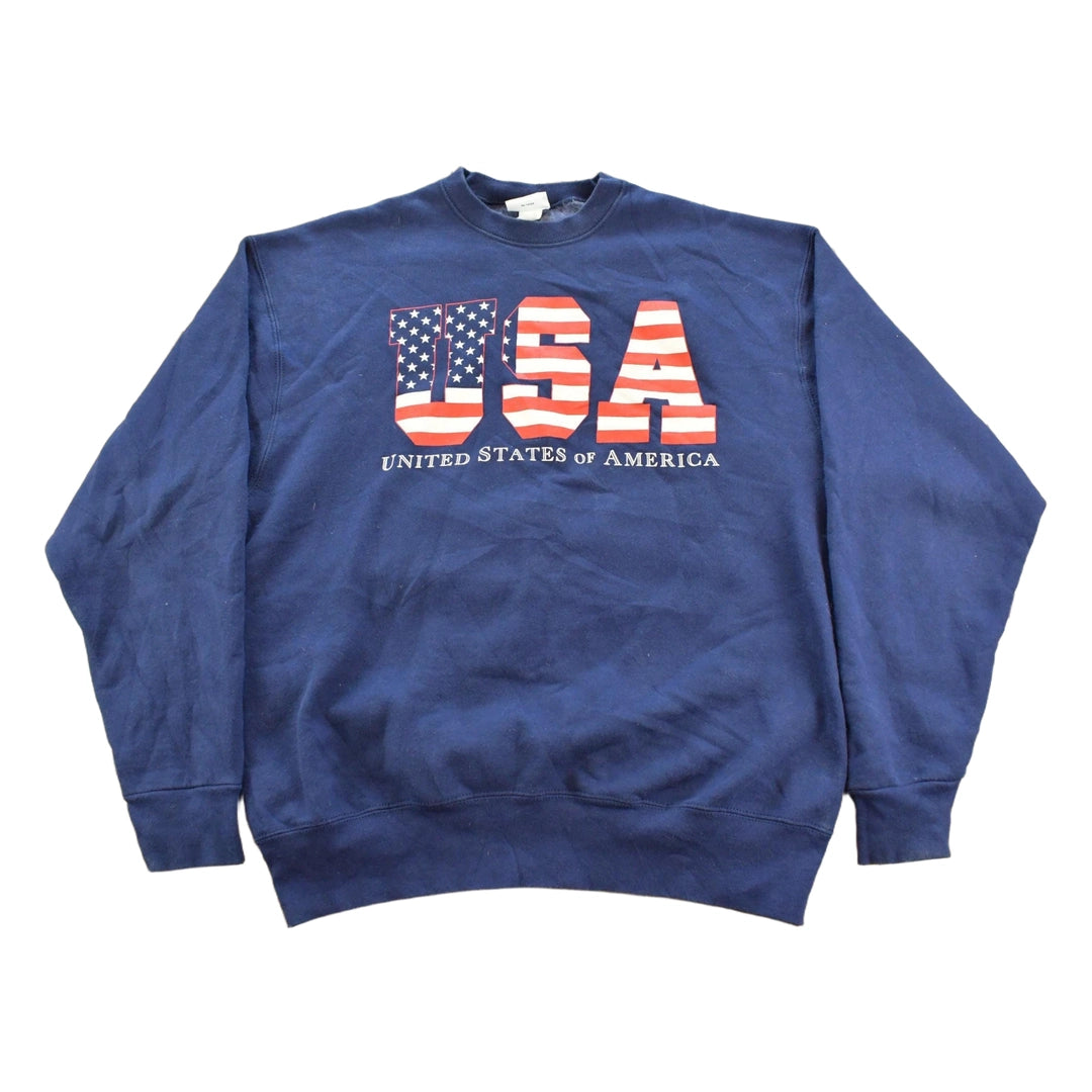 Vintage 1990s USA Spell Out Crewneck Sweatshirt Men's XL
