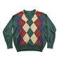 Vintage 1990s Argyle Knit V-Neck Pullover Sweater Men's L