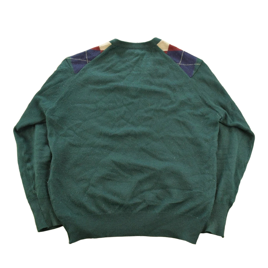 Vintage 1990s Argyle Knit V-Neck Pullover Sweater Men's L
