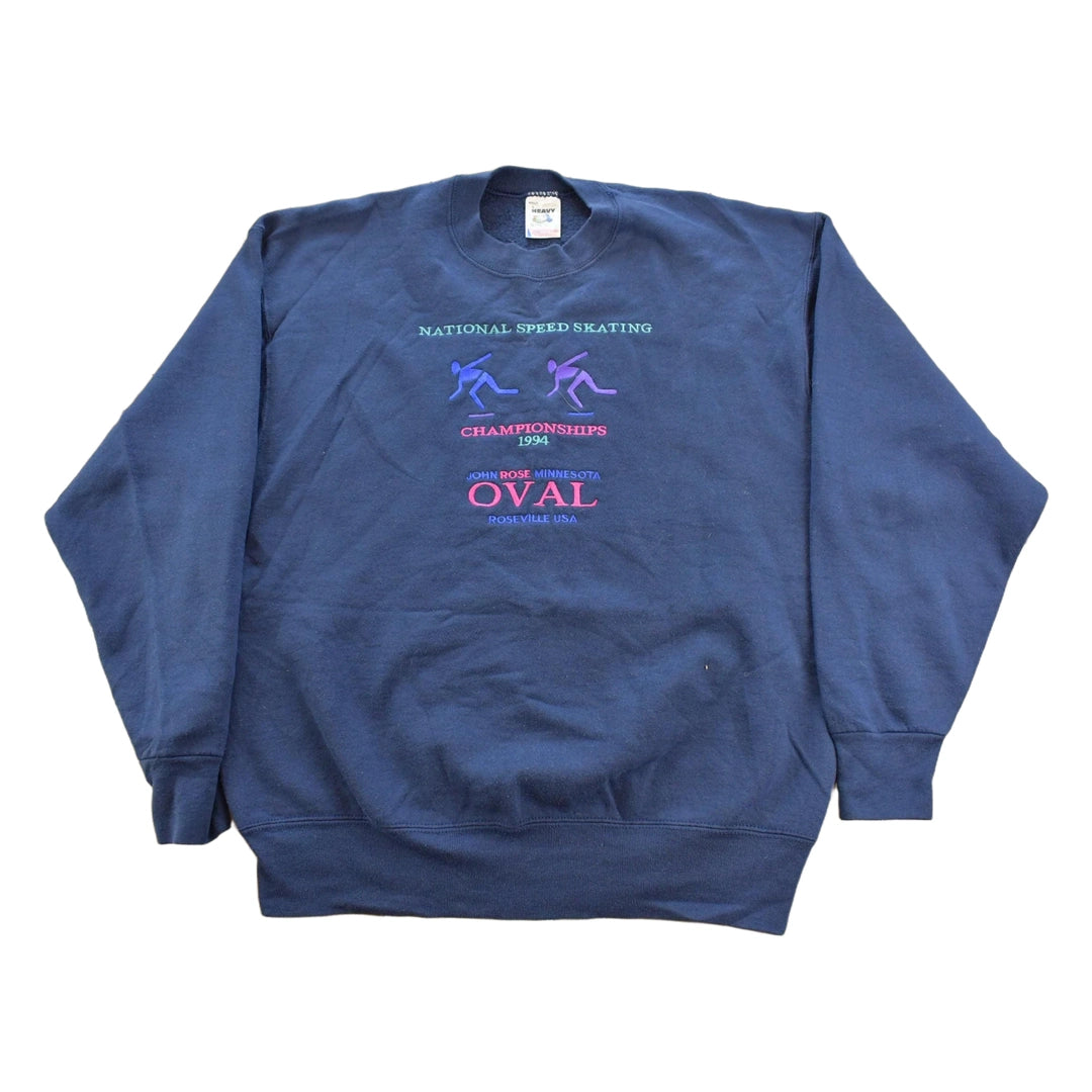 Vintage 1994 National Speed Skating Championships Embroidered Crewneck Sweatshirt Men's L