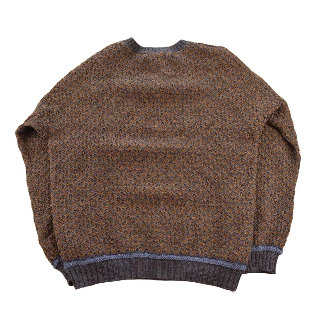 Vintage 1990s Crossings Striped Knitted Henley Sweater Men's L