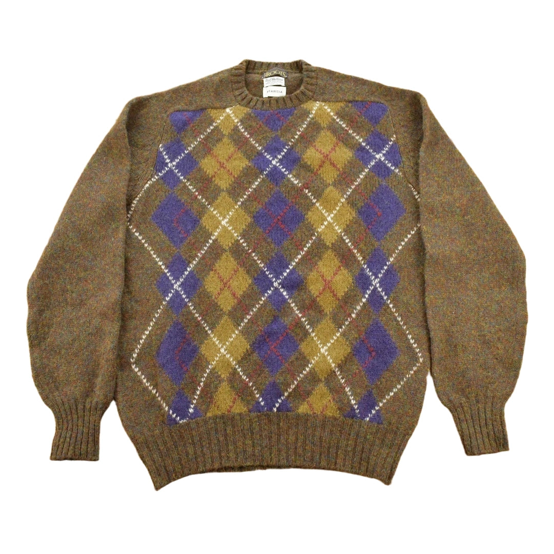 Vintage 1990s Roots Argyle Knit Pullover Sweater Men's L