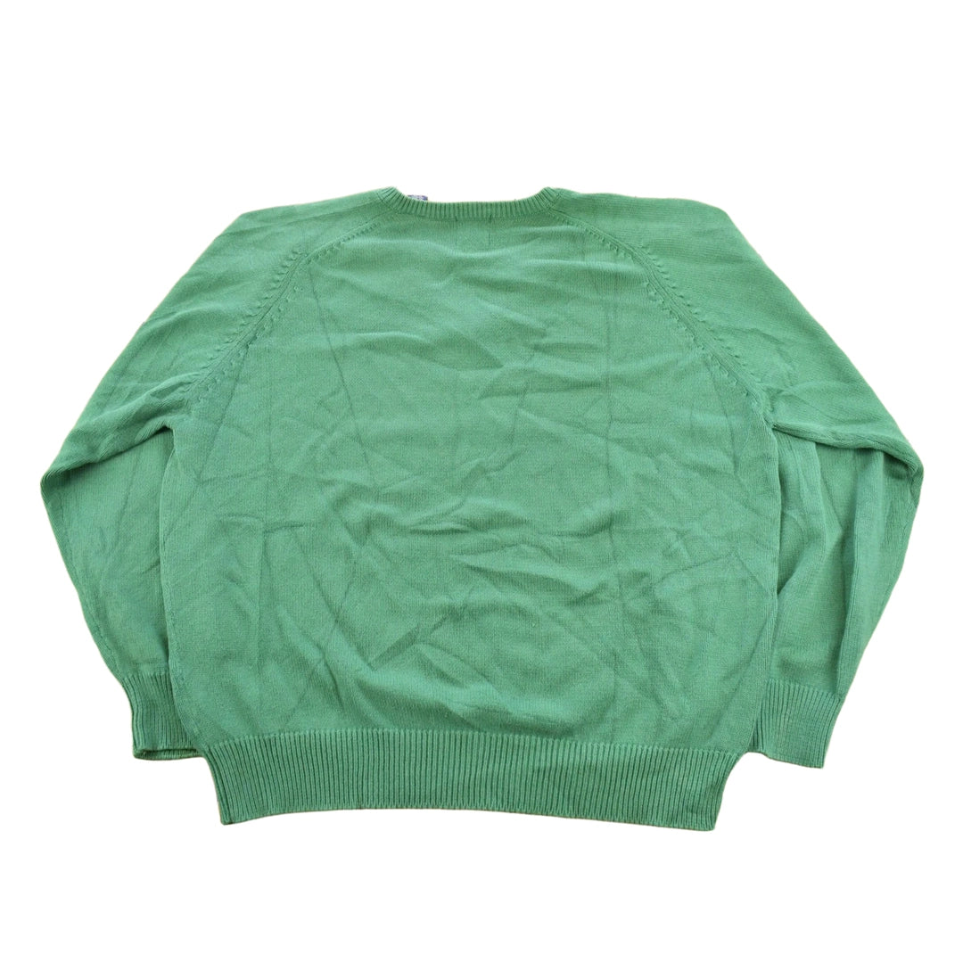 Vintage 1990s Gap Blank Green Knit V-Neck Sweater Men's XL