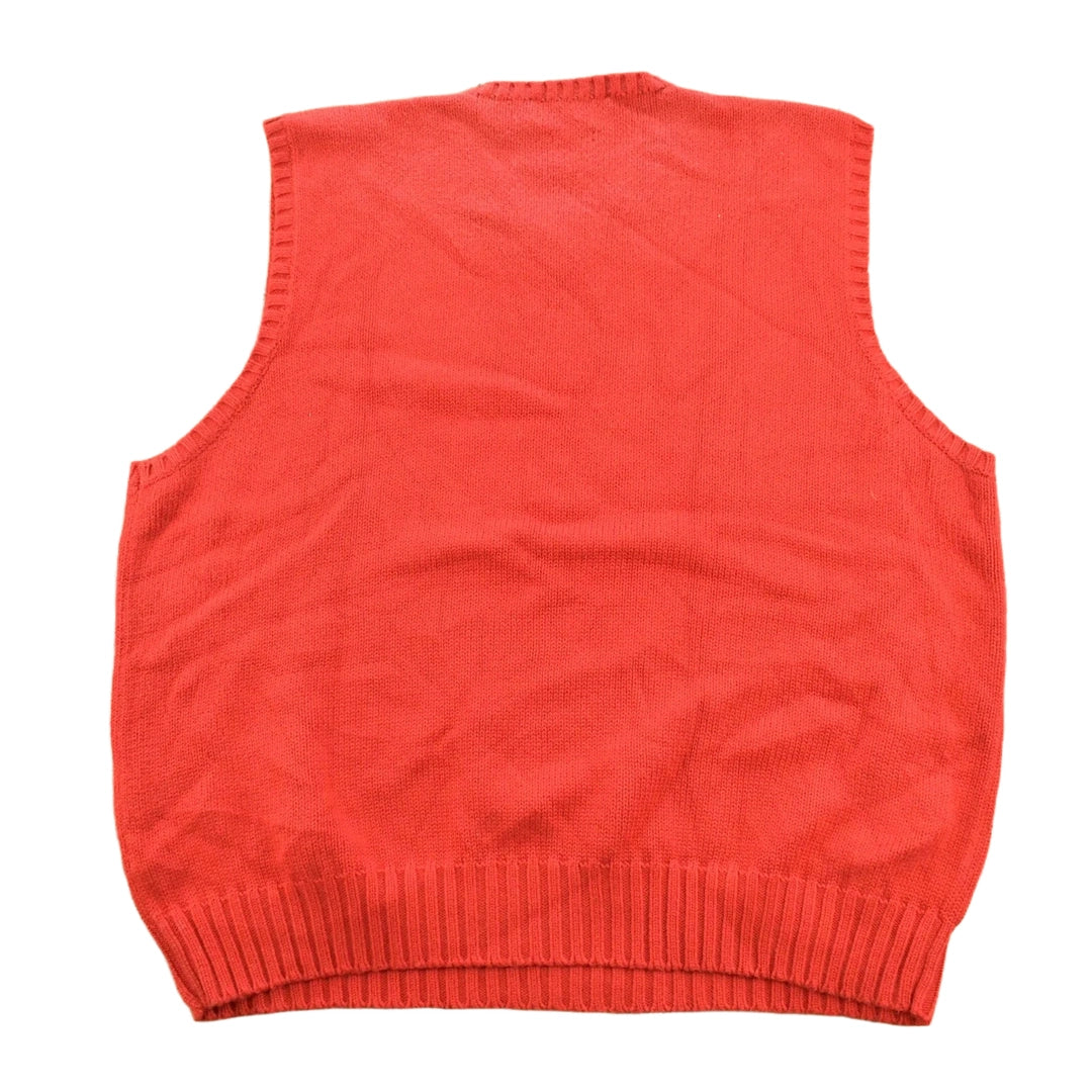 Vintage 1990s Polo By Ralph Lauren Blank Red Knit V Neck Sweater Vest Men's L