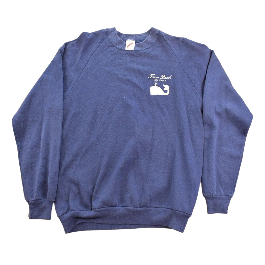 Vintage 1990s Town Bank New Jersey Travel Raglan Crewneck Sweatshirt Men's L