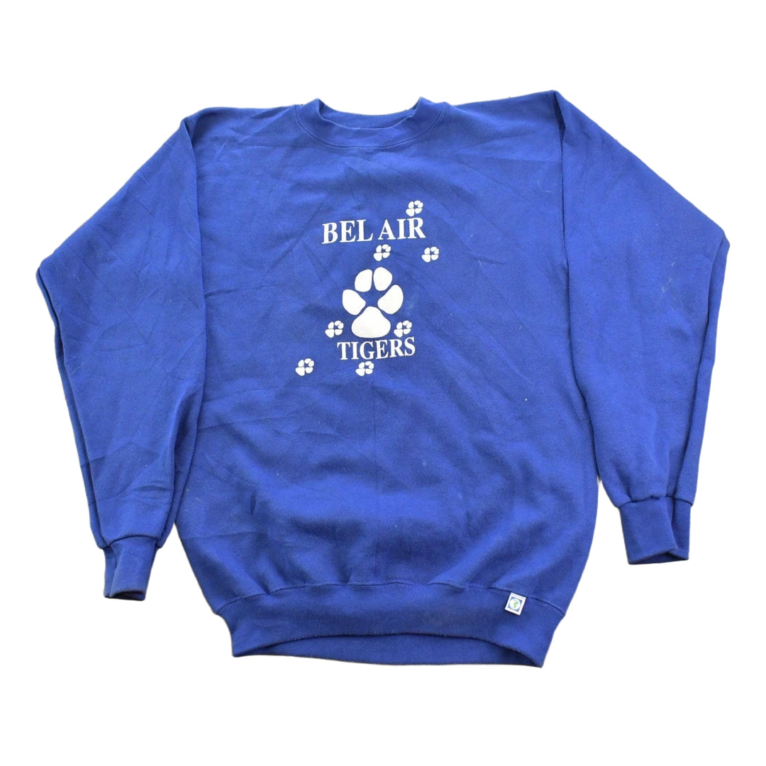 Vintage 1990s Thrashed Bel Air Tigers Collegiate Crewneck Sweatshirt Men's M