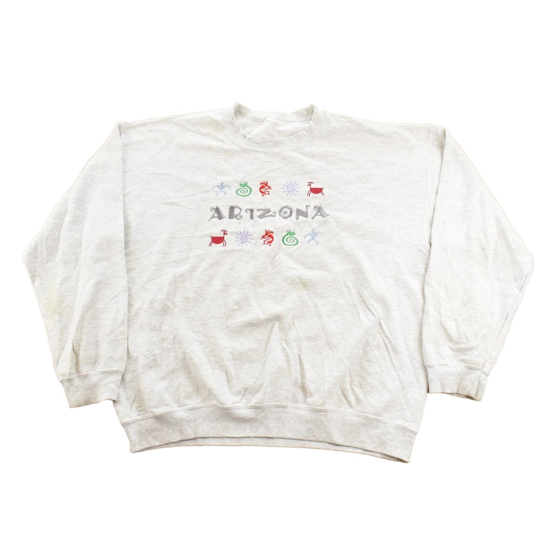 Vintage 1990s Arizona Tribal Embroidered Travel Crewneck Sweatshirt Men's XL