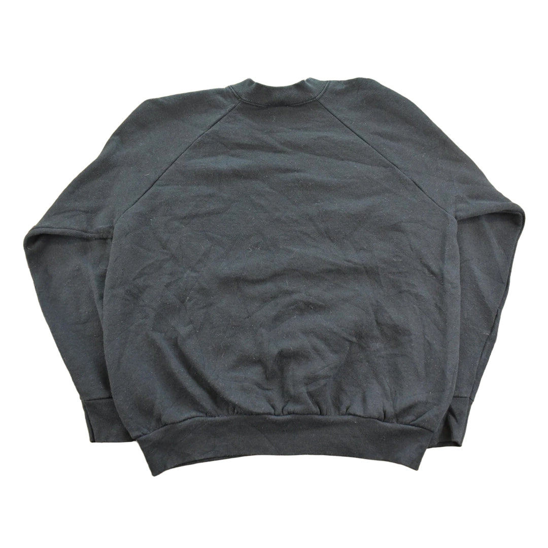 Vintage 1990s Fruit Of The Loom Blank Black Raglan Crewneck Sweatshirt Men's M